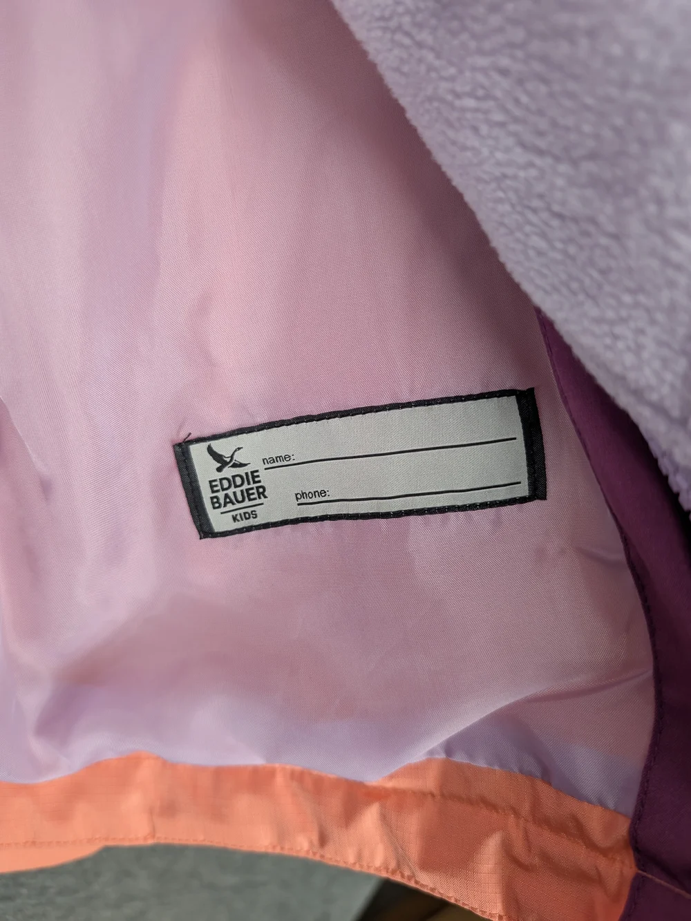 Eddie Bauer Colorblock Raincoat in Purple & Peach